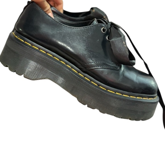 DR.MARTEN Holly Leather Oxford Lace Up Ribbon Platform Loafers - Picture 3 of 13